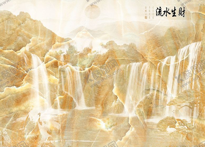 编号：38854904201058314469【酷图网】源文件下载-流水生财大理石纹背景墙