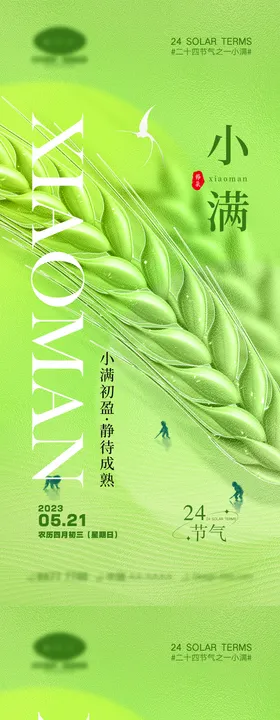 小满节气海报稻子大稻谷