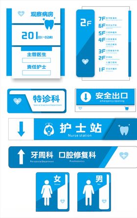 蓝色医院导视门牌