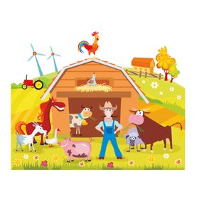 手绘动物长颈鹿卡通园野生