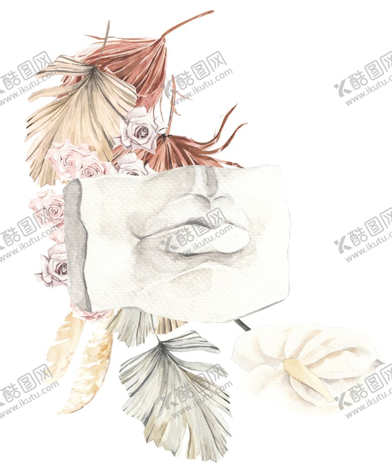 编号：92692007091325401630【酷图网】源文件下载-北欧小清新水彩植物图案