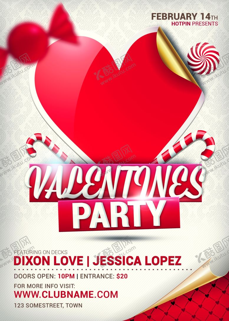 编号：71663109281455464381【酷图网】源文件下载-情人节派对传单