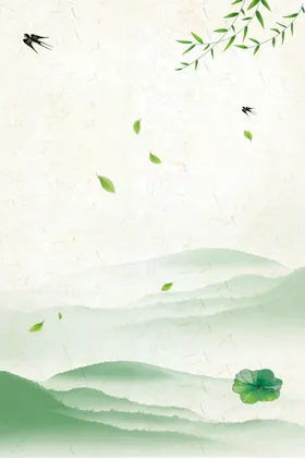 中国风水墨山水画背景背景燕子春天
