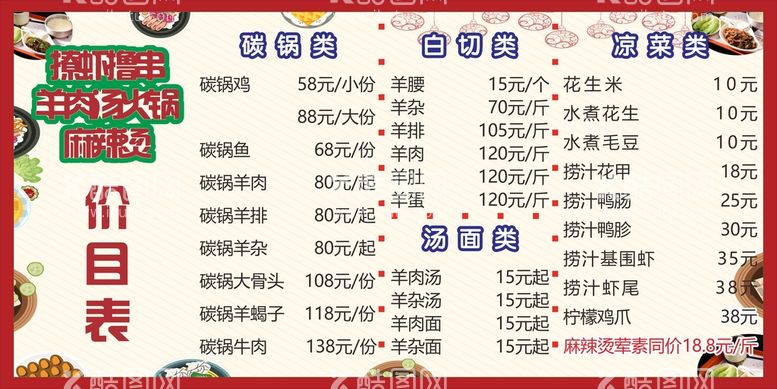 编号：65350112160301075276【酷图网】源文件下载-烧烤价目表