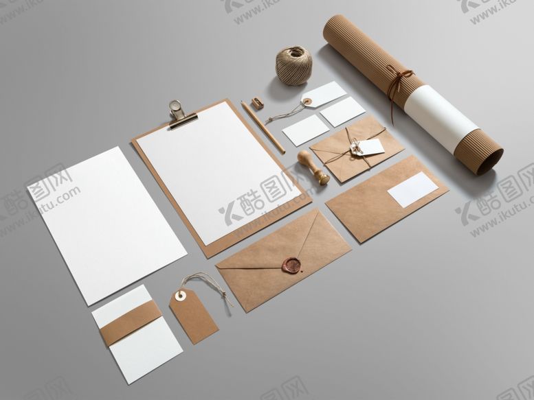 编号：33491902041709552548【酷图网】源文件下载-名片卷纸信封品牌VI样机