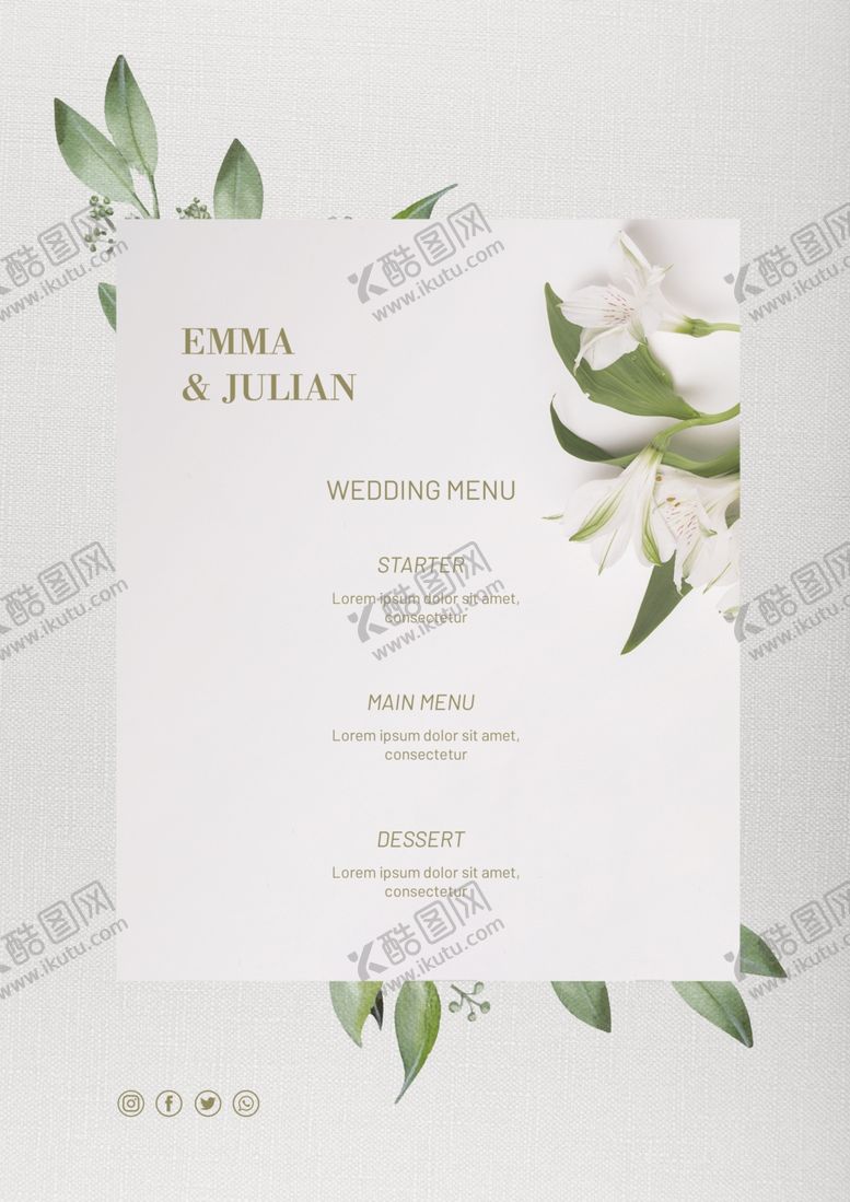 编号：10210909291656541001【酷图网】源文件下载-婚礼菜单