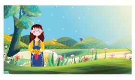 手绘女孩网页喷插画类