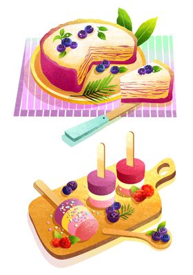 手绘美食海报图片果蔬小吃晚饭插画