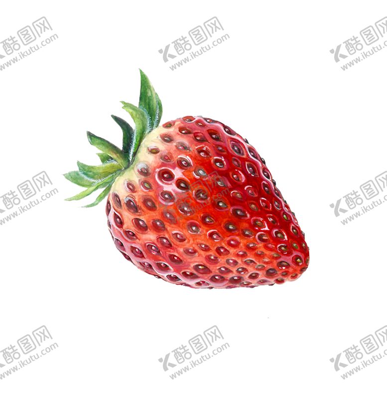 草莓手绘水果清新PNG背景印花素材热带植物