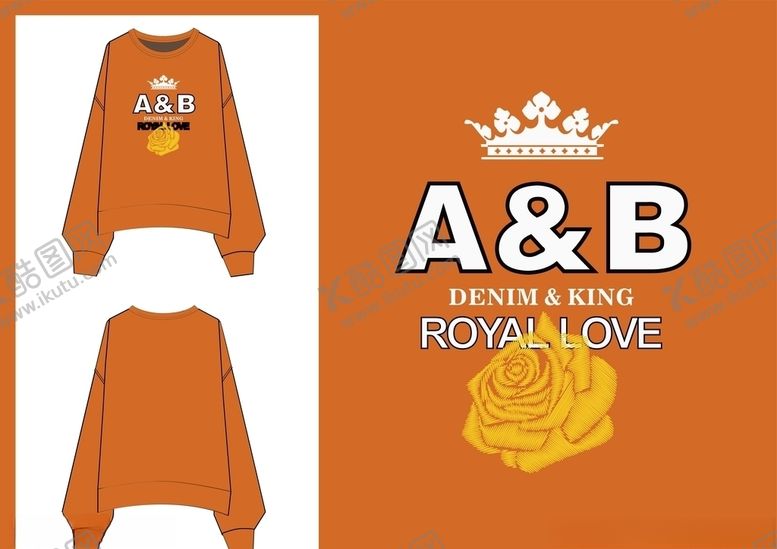 编号：14864310311238295927【酷图网】源文件下载-女装卫衣图案玫瑰款式图