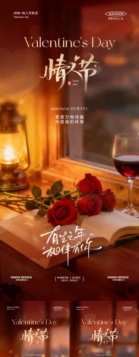 情人节玫瑰花浪漫场景海报