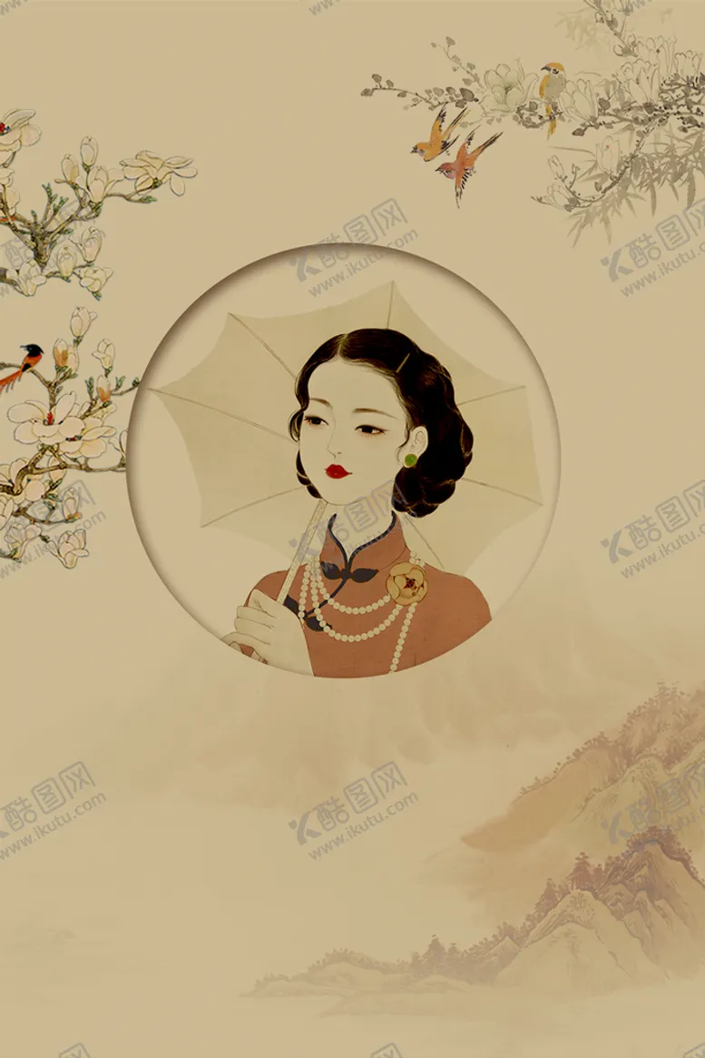 编号：54987609272343449125【酷图网】源文件下载-工笔画新中式背景