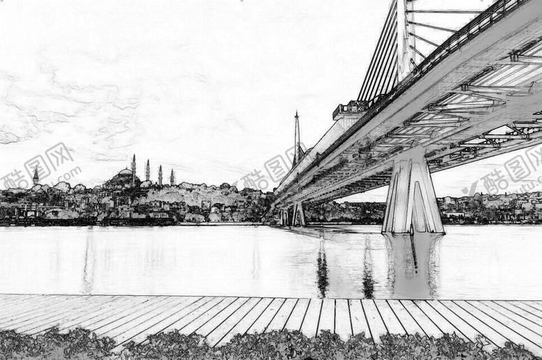 编号：96976410202234538933【酷图网】源文件下载-城市水墨画