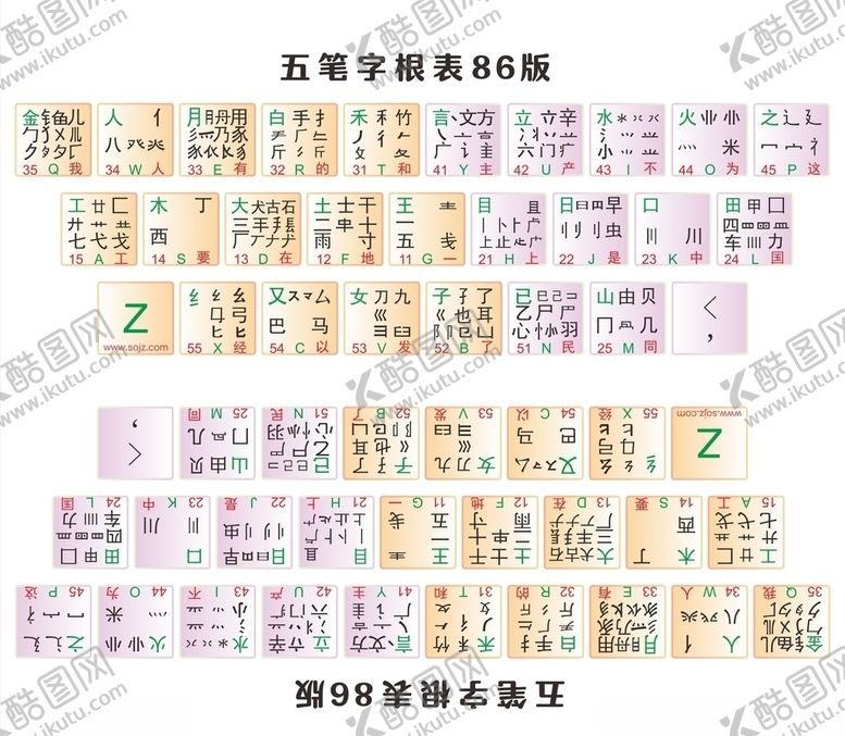 编号：16379905161031149578【酷图网】源文件下载-五笔字根表86版