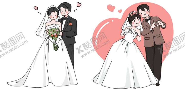 编号：34705604030114155954【酷图网】源文件下载-手绘西式婚礼新人免抠