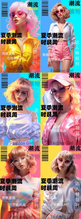 时尚周刊少女模特海报