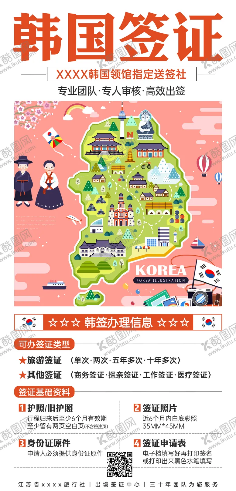 编号：83562801231815022309【酷图网】源文件下载-韩国签证海报