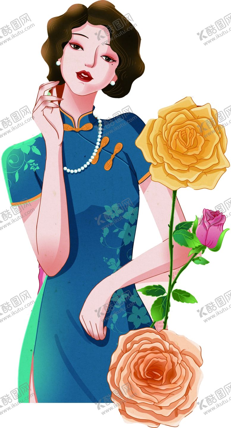 编号：29917901190913154587【酷图网】源文件下载-80年代旗袍美女