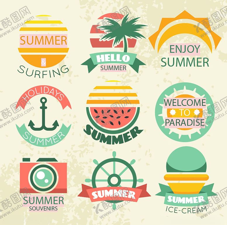 编号：57452609211826366031【酷图网】源文件下载-夏日元素图标集合