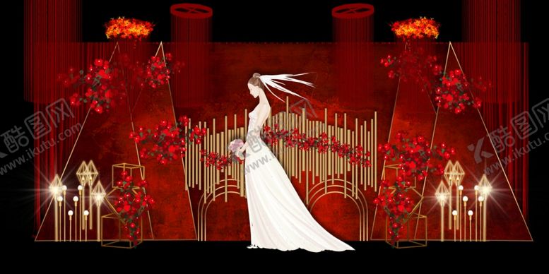 编号：75960809232145091817【酷图网】源文件下载-红色大气婚礼主题会场