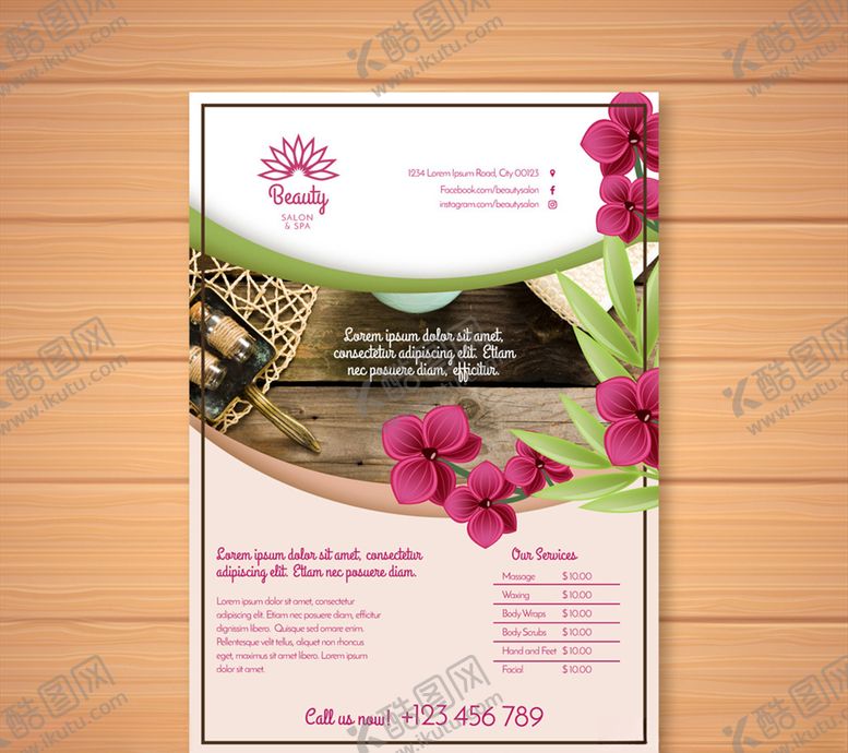 编号：91329410130844025543【酷图网】源文件下载-创意花卉美容院传单