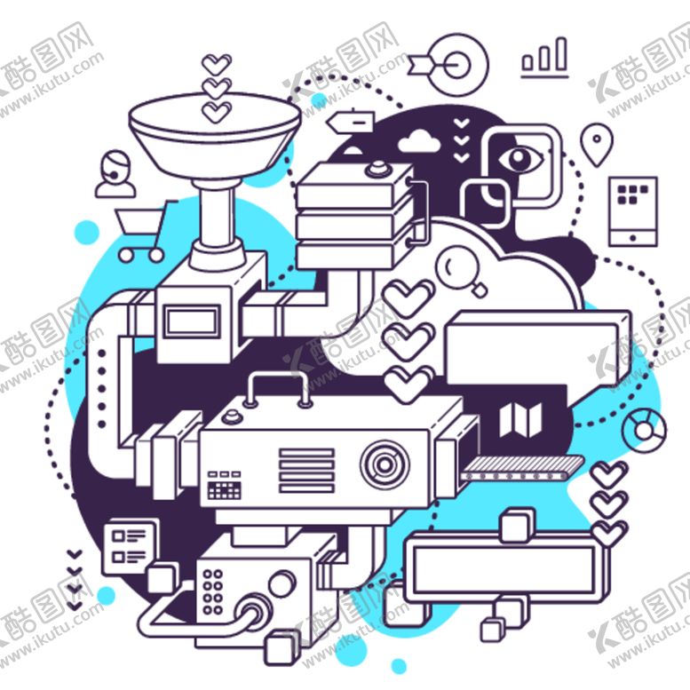 编号：80621212081209021274【酷图网】源文件下载-卡通扁平机械插画