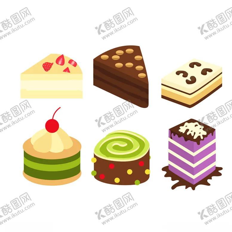 编号：30757602041541087706【酷图网】源文件下载-矢量蛋糕插画