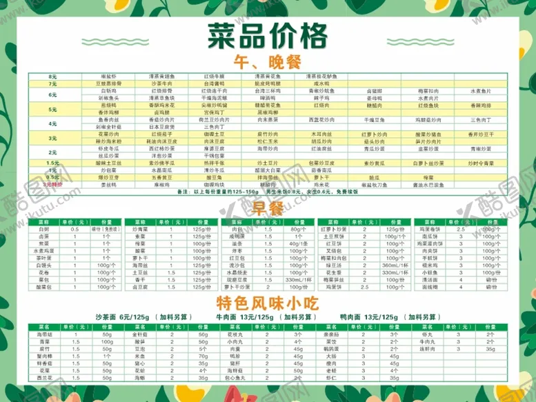 编号：25821711022356264593【酷图网】源文件下载-菜单菜谱