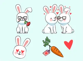 卡通兔子小白小小