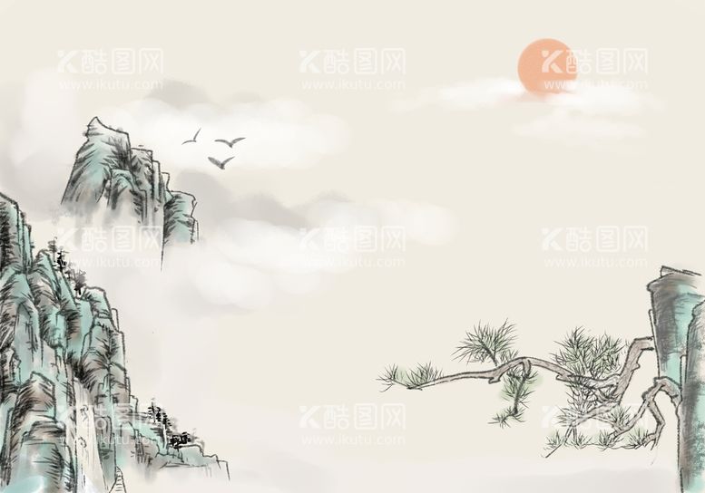 编号：41923610101309543401【酷图网】源文件下载-新中式山水画