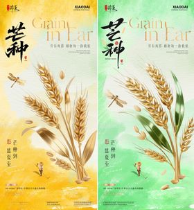 地产芒种金穗笔触肌理海报