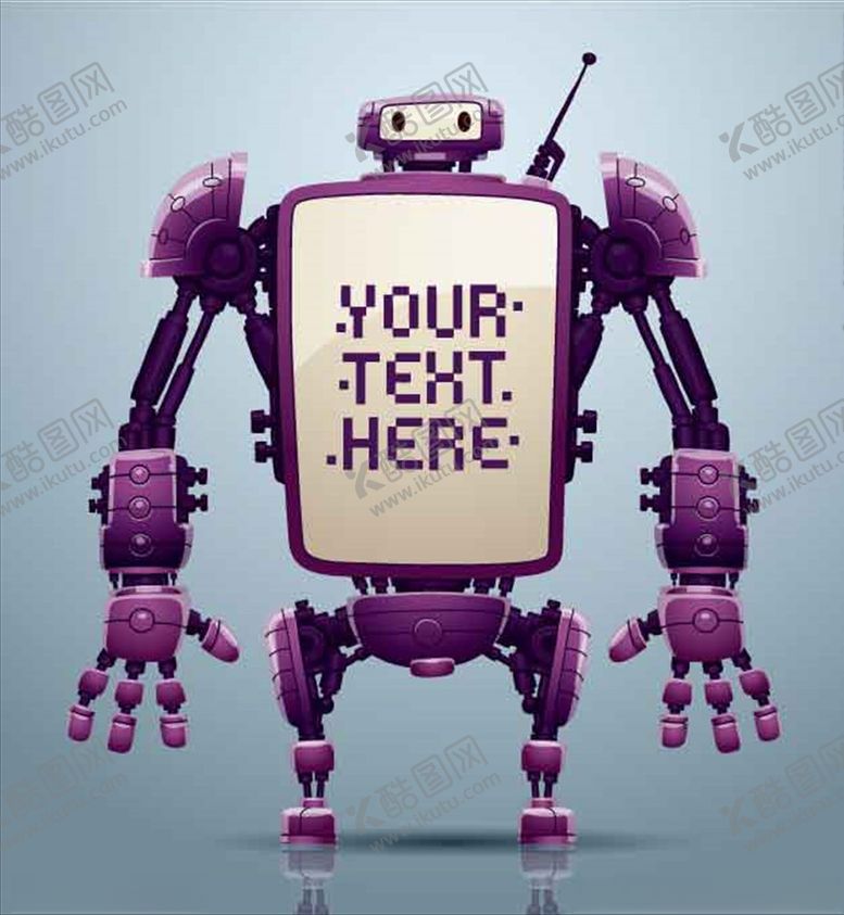 编号：20430109222147192384【酷图网】源文件下载-时尚创意紫色显示器机器人素材