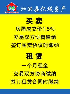 房产中介买卖租赁手续费流程海报