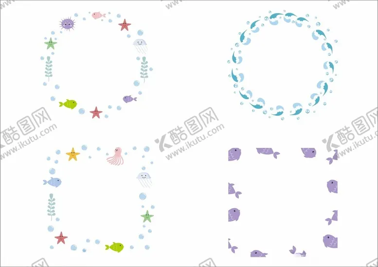 编号：21544102142303596372【酷图网】源文件下载-海洋动物边框