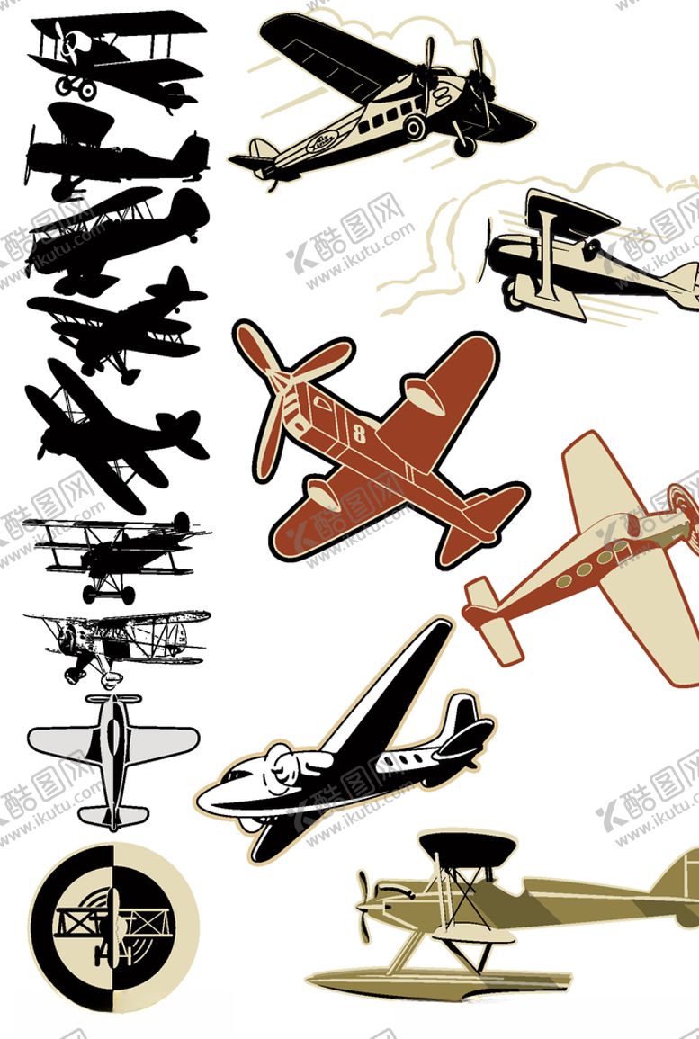 编号：25172110161617095505【酷图网】源文件下载-飞机剪影科技客机交通工具卡通