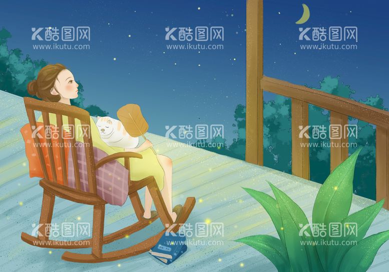 编号：61874111141821206006【酷图网】源文件下载-夜色下眺望星空的女孩