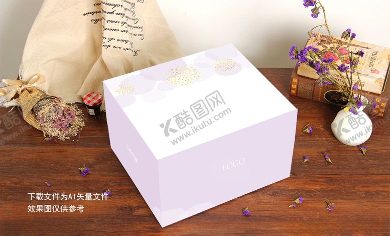 编号：43568605080038593974【酷图网】源文件下载-紫色唯美蛋糕盒