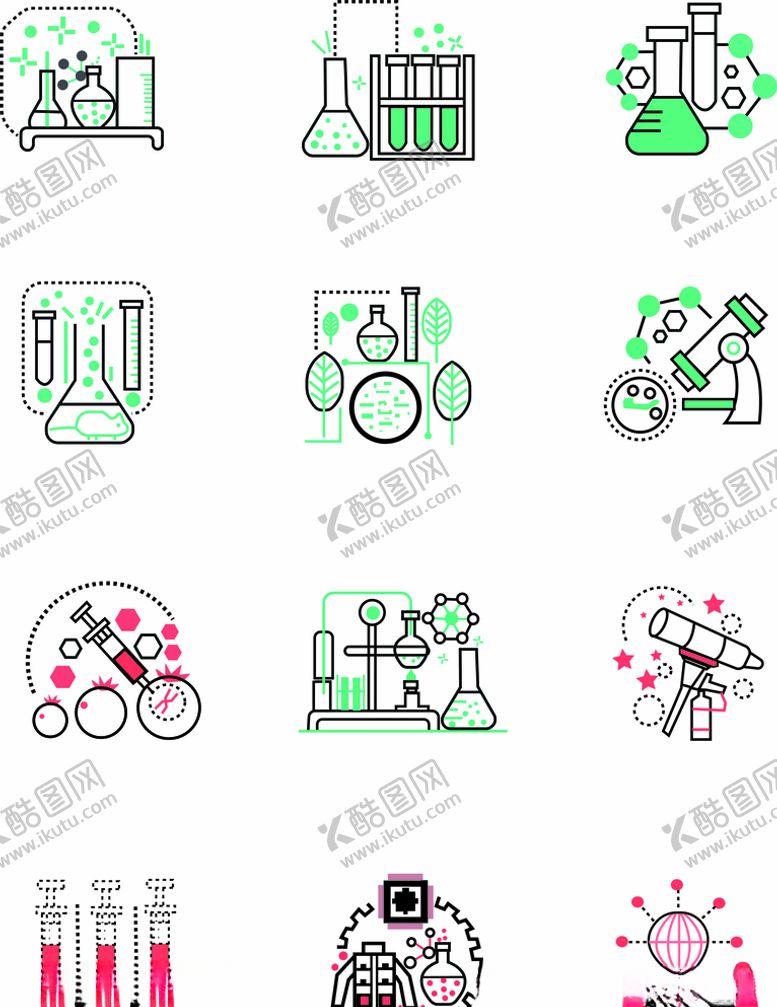 编号：10159709260757193808【酷图网】源文件下载-矢量可编辑化学器材元素图标图片