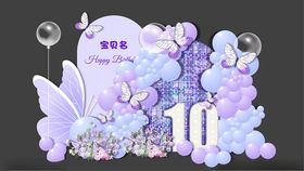 紫色梦幻十岁生日气球布置
