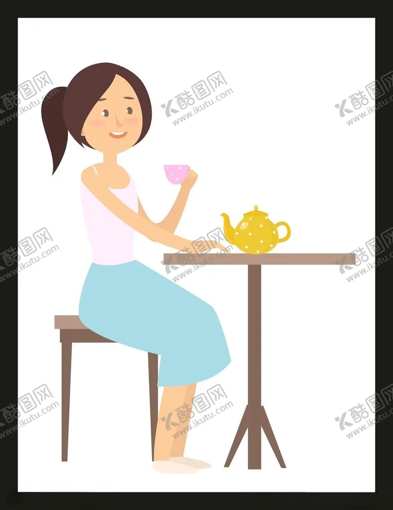 编号：57295301302050259479【酷图网】源文件下载-喝咖啡女孩