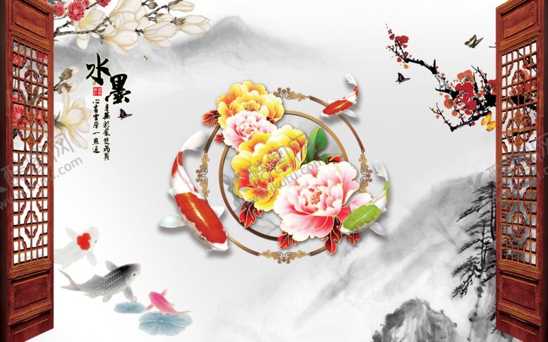 编号：53428010020149309230【酷图网】源文件下载-水墨背景墙