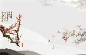 梅花小鸟月夜大海潮汐