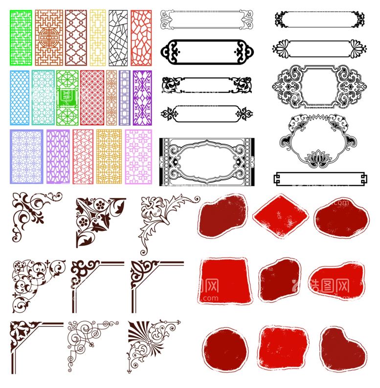 编号：91011211271237015328【酷图网】源文件下载-中式花纹边框