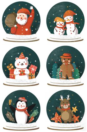 雪人橇堆圣诞彩球卡通冬季