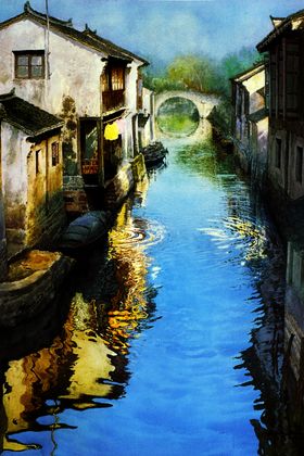手绘松树素材中国风插画中国风装饰画