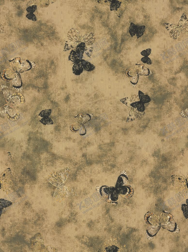 编号：26839904020131451718【酷图网】源文件下载-复古风昆虫花卉图案背景