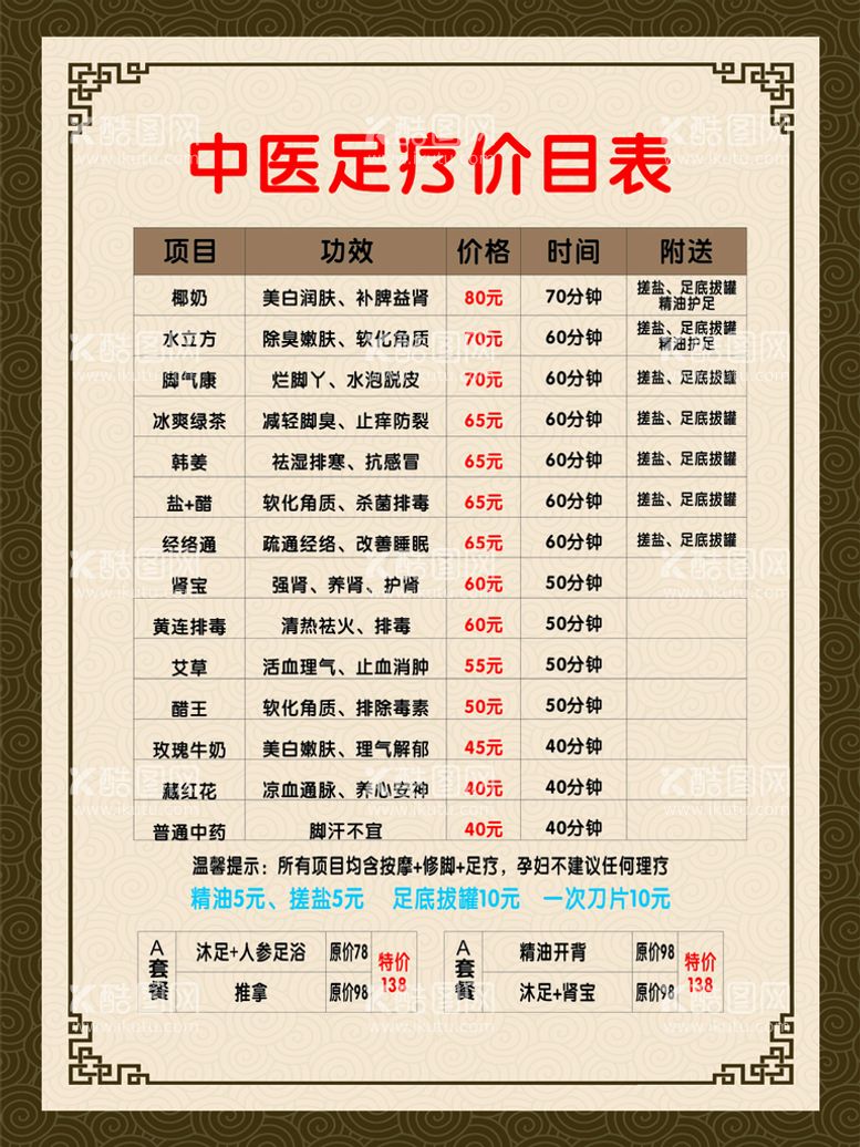 编号：19162711291944427959【酷图网】源文件下载-中医价目表