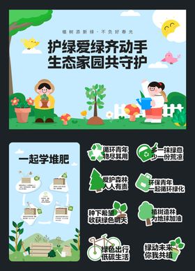 植树节手举牌堆肥活动背景