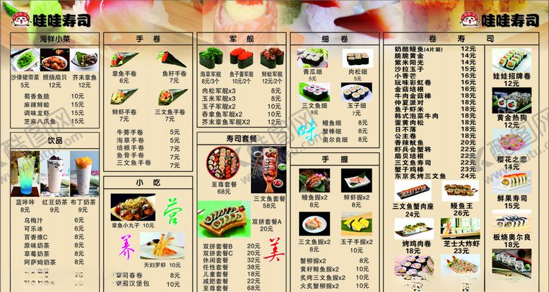 编号：68252509141007361757【酷图网】源文件下载-寿司菜单价目表套餐展板
