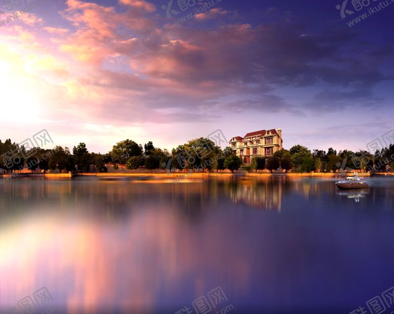 编号：63906709201040244136【酷图网】源文件下载-别墅湖面